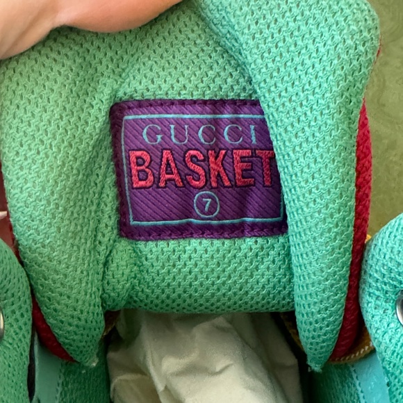 sz 7G - Gucci Basket Demetra black green red High top sneakers - Picture 7 of 8